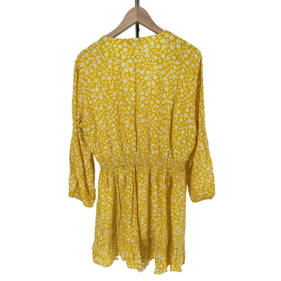 Collective Concepts Long Sleeve Button Front Floral Print Dress Yellow Floral XL - Picture 10 of 13